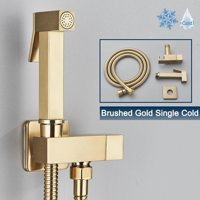 Black Bidet Faucet Bathroom Single Cold Water Toilet Bidet Sprayer Gun Lavatory Stainless Steel Wall Mount Shower Woman Cleaner