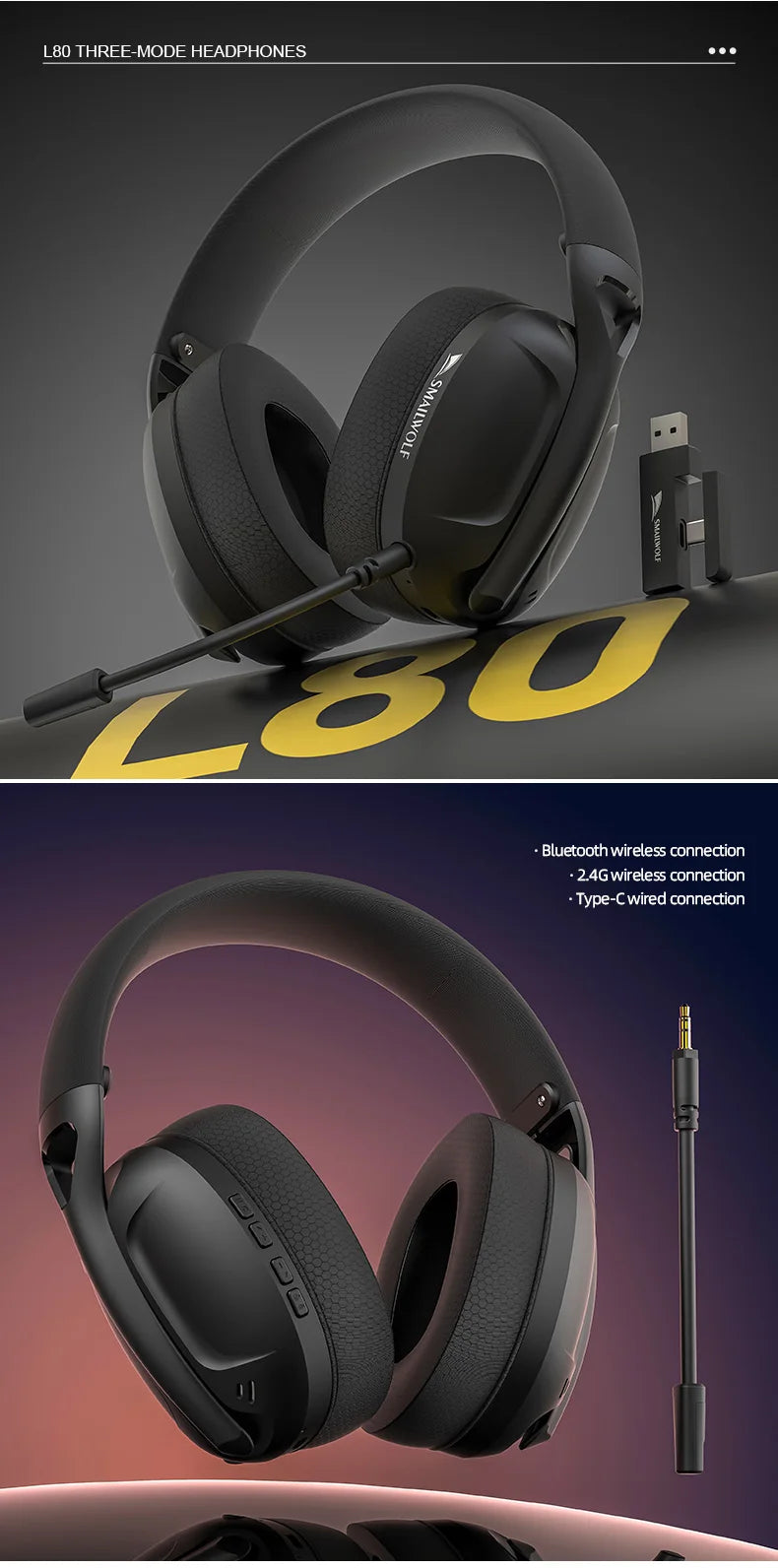 SMAILWOLF Bluetooth headset wireless wired three-mode with microphone lightweight entertainment game desktop laptop