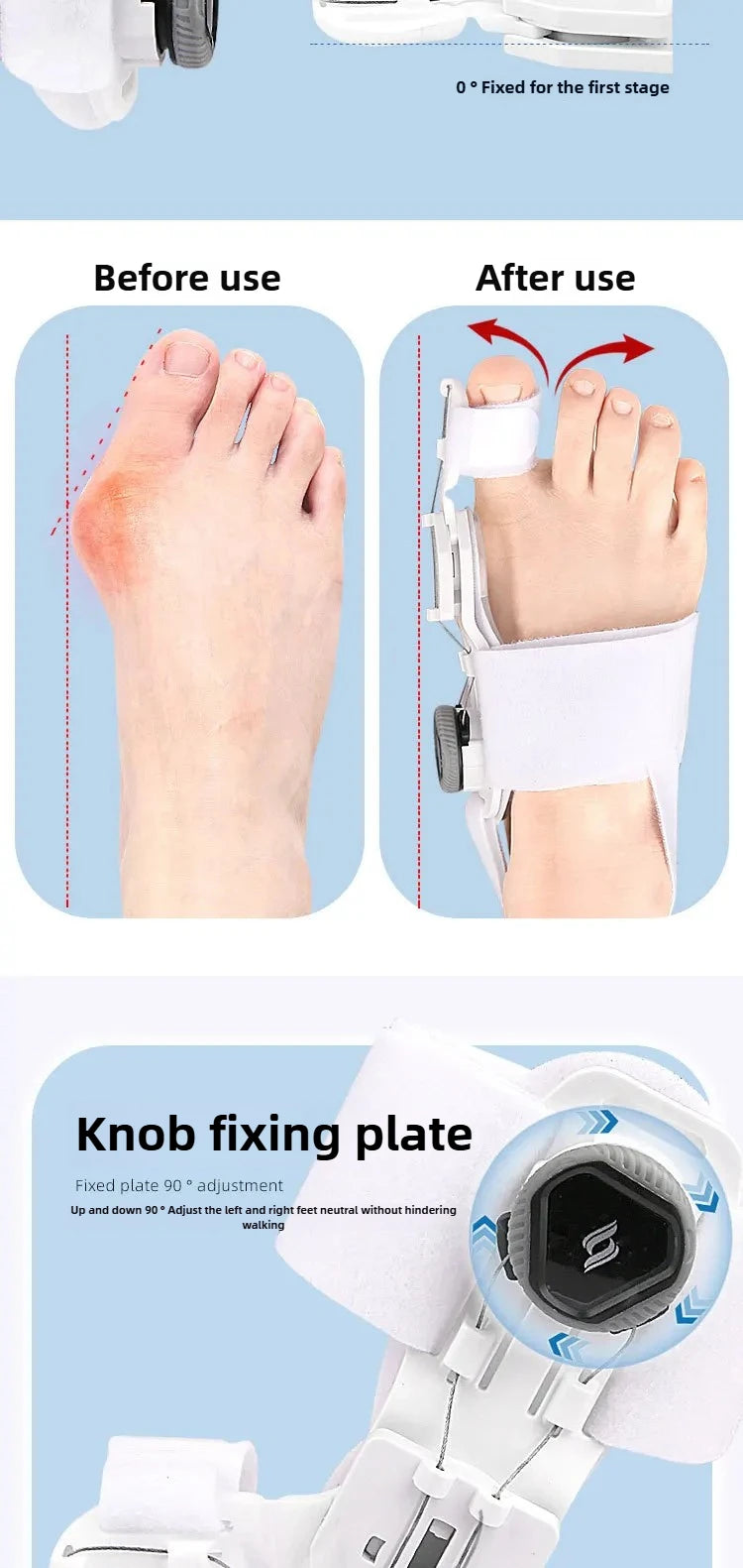1PC Bunion Corrector Unisex Foot Hallux Valgus Braces Rotatable Toe Separator Straightener Adjustable Finger Toe Corrector