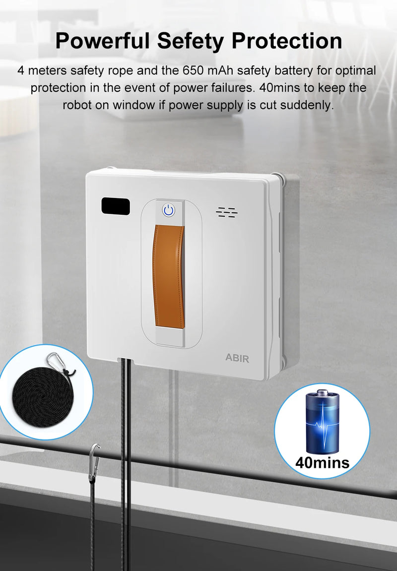 ABIR WD8 Robot Window Vacuum Cleaner,Dual Water Spray,Laser Sensor,Smart Home Glass Wall Wet Dry Cleaning ,APP&Remote Control