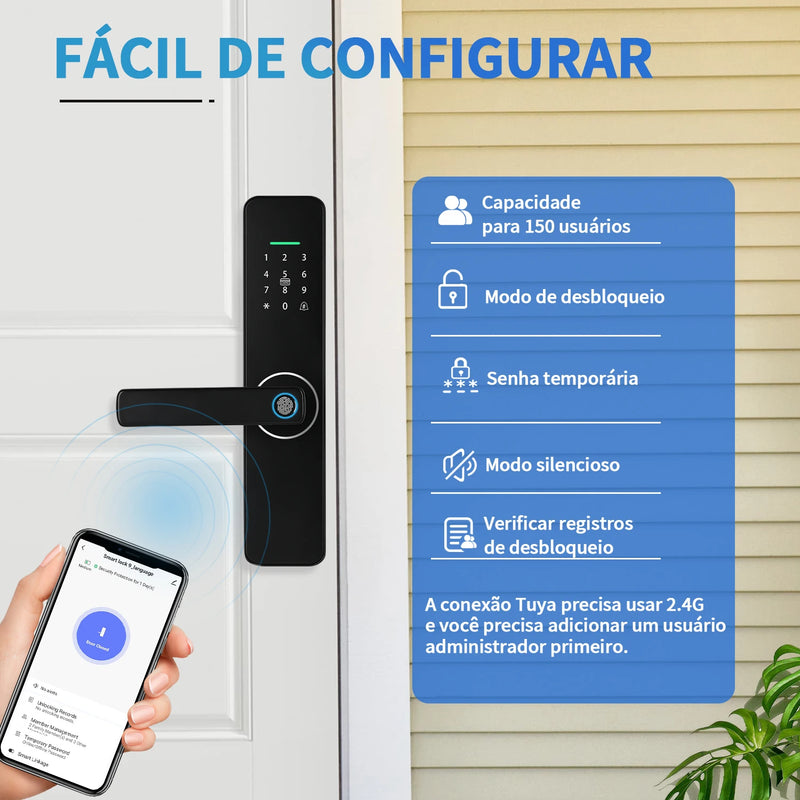 Do Brasil digital electronic lock tuya wifi smart lock biometric digital lock fingerprint lock for home house apartment
