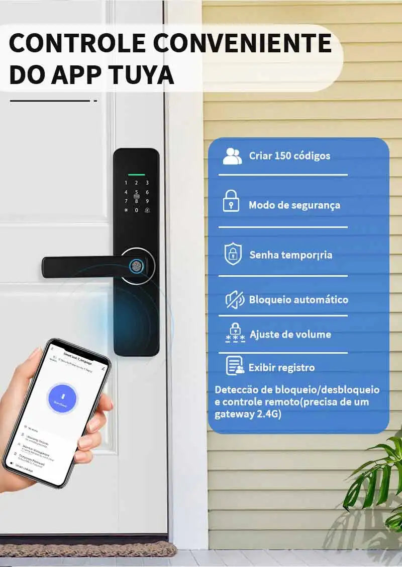 Do Brasil digital electronic lock tuya wifi smart lock biometric digital lock fingerprint lock for home house apartment