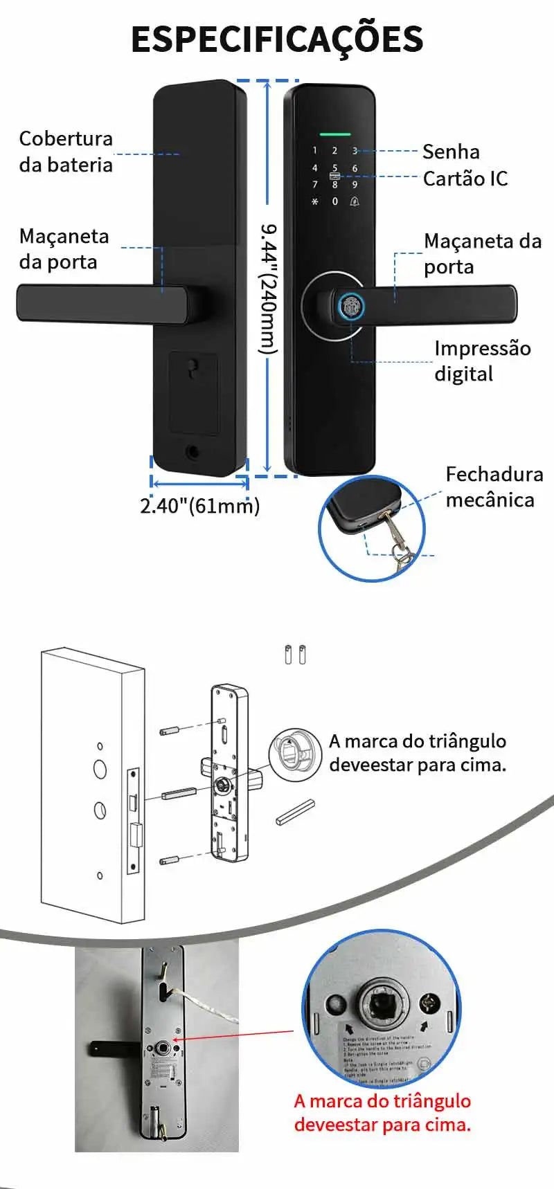 Do Brasil digital electronic lock tuya wifi smart lock biometric digital lock fingerprint lock for home house apartment