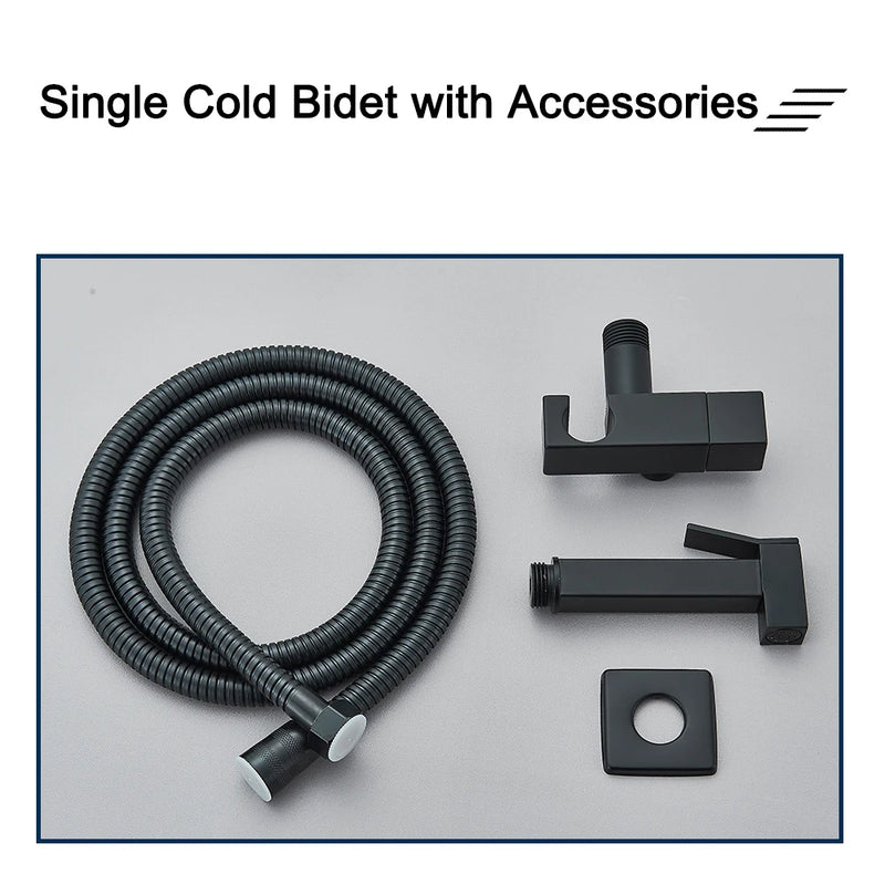 Black Bidet Faucet Bathroom Single Cold Water Toilet Bidet Sprayer Gun Lavatory Stainless Steel Wall Mount Shower Woman Cleaner