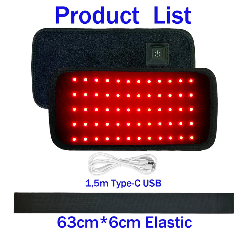 LED Red Light Therapy Belt for Pain Relief 660nm 850nm Red Infrared Light Pad for Waist,Back,Abdomen,Knees,Wrists Joints Muscle