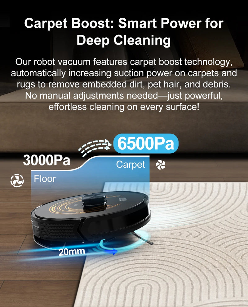 Robot Vacuum Cleaner K30 Self-cleaning dustbin, Dual Laser,UV Spot Cleaning,240mins Runtime, Auto Smart Carpet Floor Washing