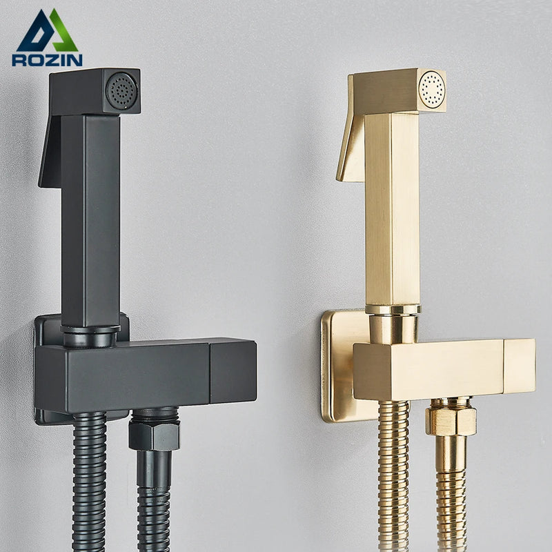 Black Bidet Faucet Bathroom Single Cold Water Toilet Bidet Sprayer Gun Lavatory Stainless Steel Wall Mount Shower Woman Cleaner