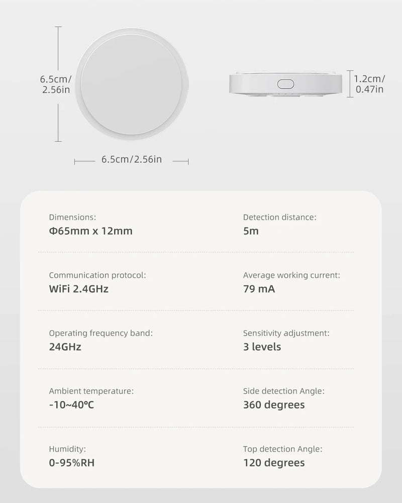 AVATTO Tuya WiFi Human Presence Sensor Millimeter Wave Radar PIR Motion Sensor Burglar Alarm Detection For Alexa Google Home
