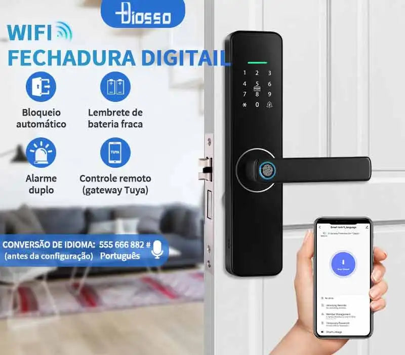 Do Brasil digital electronic lock tuya wifi smart lock biometric digital lock fingerprint lock for home house apartment