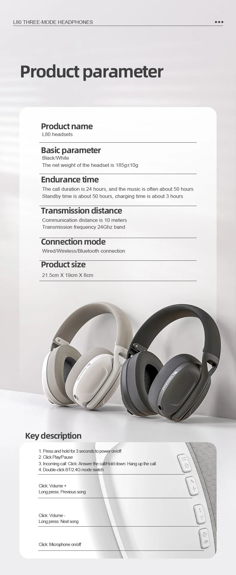 SMAILWOLF Bluetooth headset wireless wired three-mode with microphone lightweight entertainment game desktop laptop