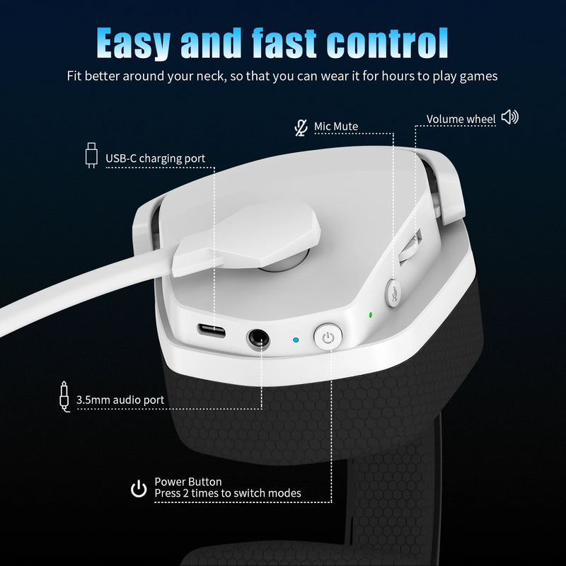 NUBWO G06 Dual Wireless Gaming Headset with Microphone for PS5, PS4, PC, Mobile, Switch 2.4GHz Wireless Bluetooth Headphone