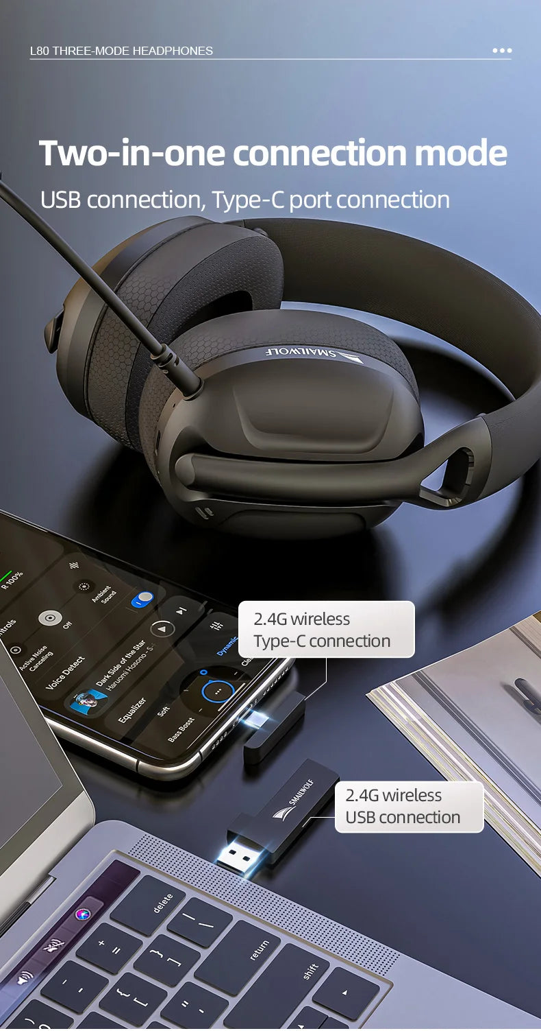 SMAILWOLF Bluetooth headset wireless wired three-mode with microphone lightweight entertainment game desktop laptop