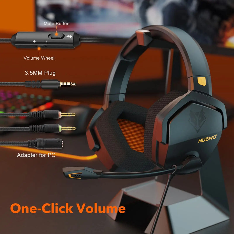 NUBWO G06 Wireless Gaming Headset with Microphone for PS5, PS4, PC, Mobile, Switch, 2.4GHz Bluetooth 5.3 Dual Gaming Headphones