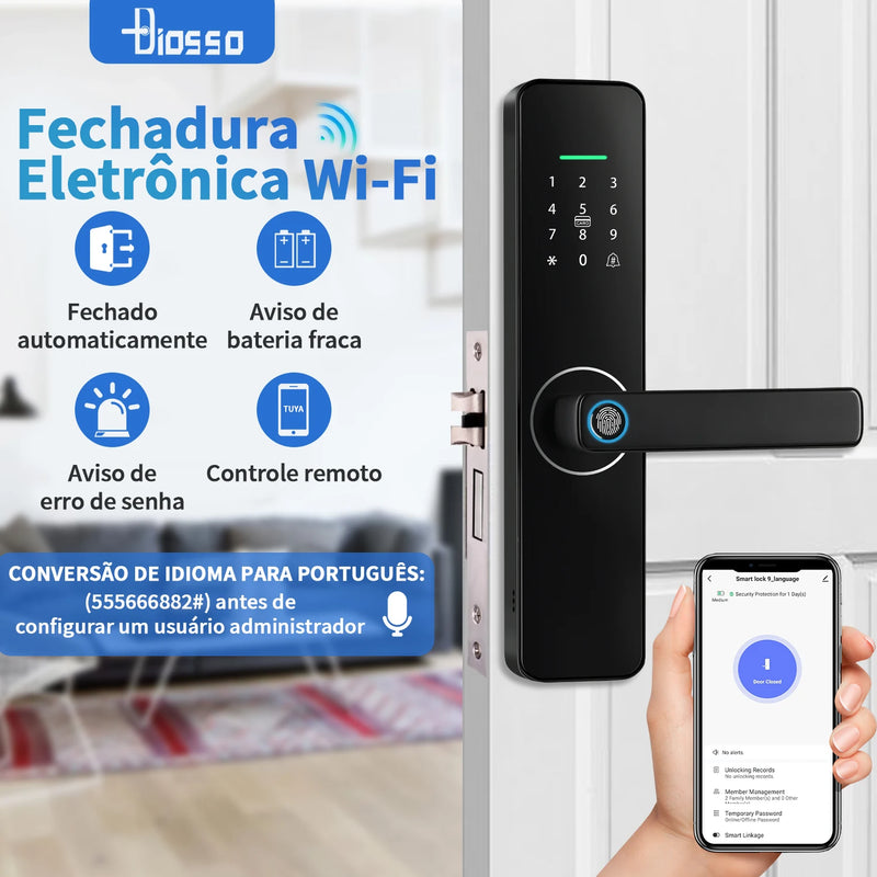 Do Brasil digital electronic lock tuya wifi smart lock biometric digital lock fingerprint lock for home house apartment