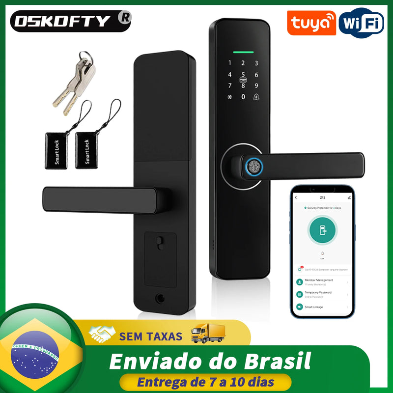 Do Brasil digital electronic lock tuya wifi smart lock biometric digital lock fingerprint lock for home house apartment