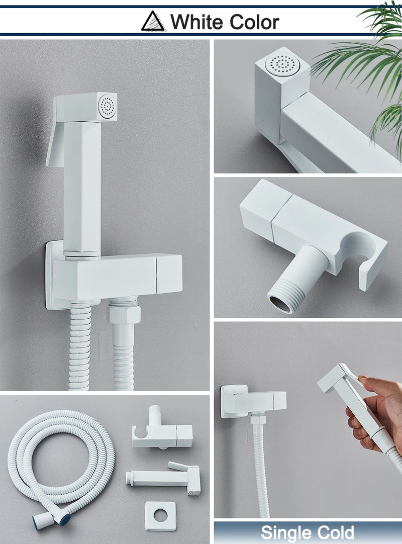 Black Bidet Faucet Bathroom Single Cold Water Toilet Bidet Sprayer Gun Lavatory Stainless Steel Wall Mount Shower Woman Cleaner