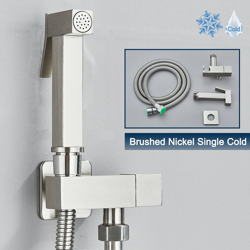Black Bidet Faucet Bathroom Single Cold Water Toilet Bidet Sprayer Gun Lavatory Stainless Steel Wall Mount Shower Woman Cleaner