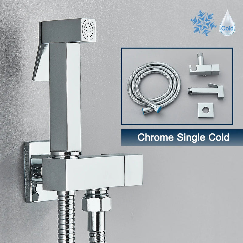 Black Bidet Faucet Bathroom Single Cold Water Toilet Bidet Sprayer Gun Lavatory Stainless Steel Wall Mount Shower Woman Cleaner
