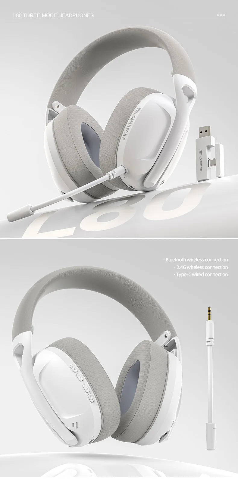 SMAILWOLF Bluetooth headset wireless wired three-mode with microphone lightweight entertainment game desktop laptop