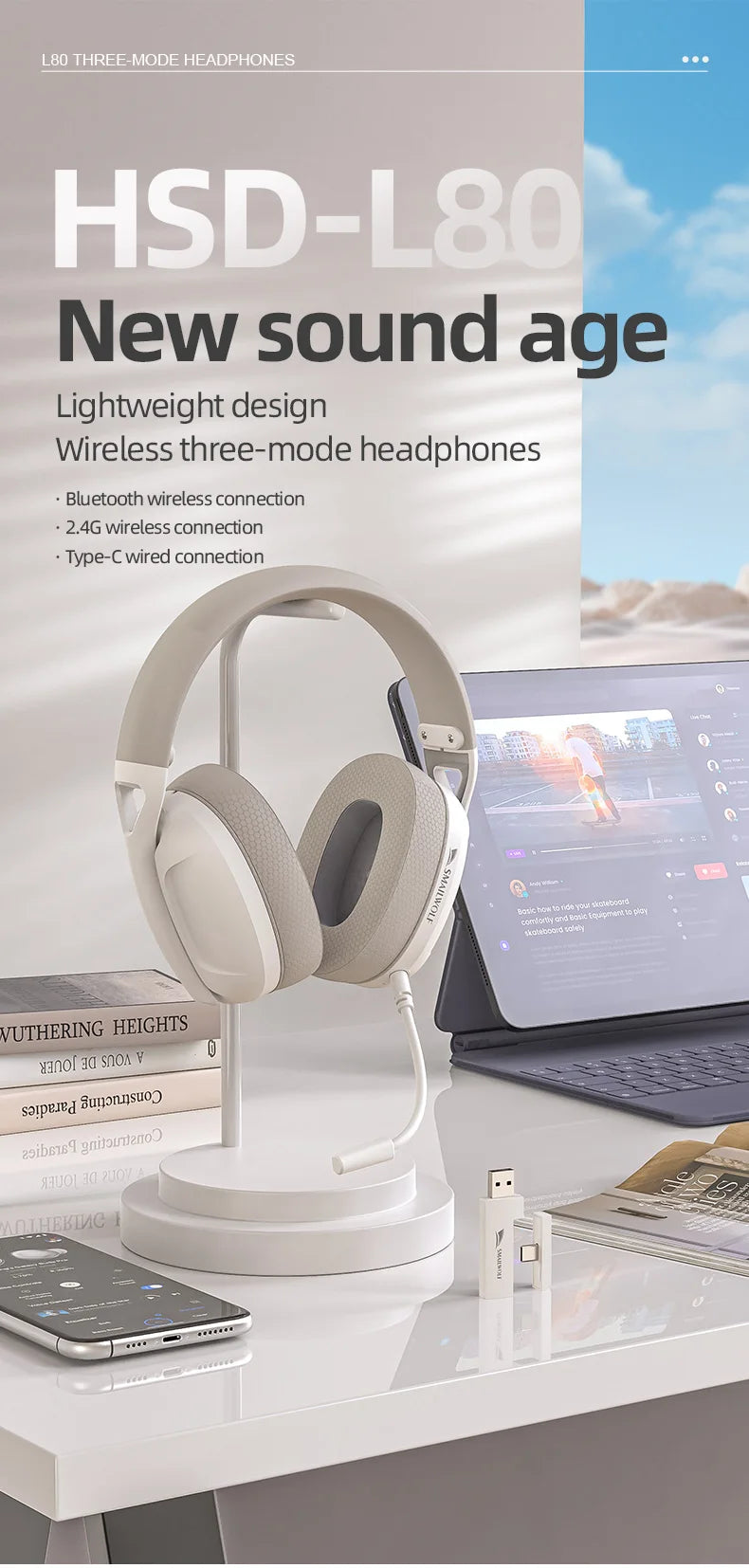 SMAILWOLF Bluetooth headset wireless wired three-mode with microphone lightweight entertainment game desktop laptop