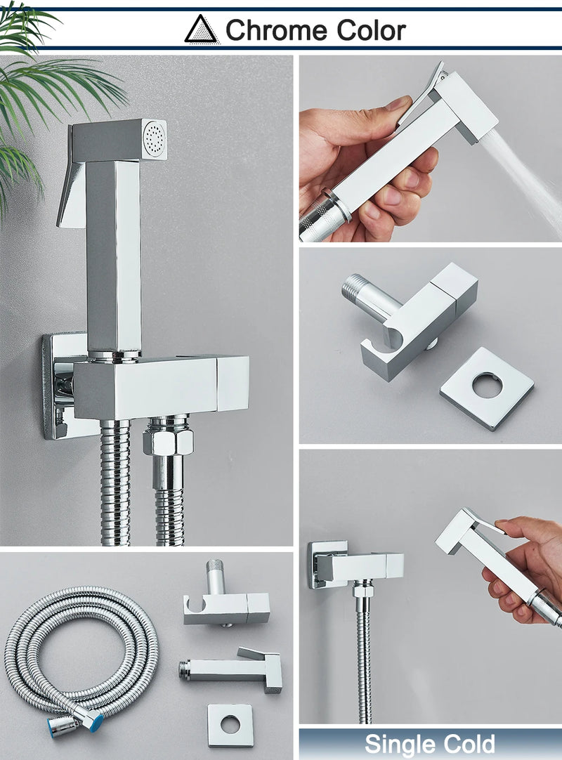 Black Bidet Faucet Bathroom Single Cold Water Toilet Bidet Sprayer Gun Lavatory Stainless Steel Wall Mount Shower Woman Cleaner