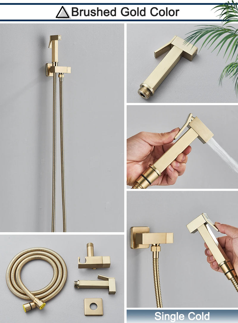 Black Bidet Faucet Bathroom Single Cold Water Toilet Bidet Sprayer Gun Lavatory Stainless Steel Wall Mount Shower Woman Cleaner