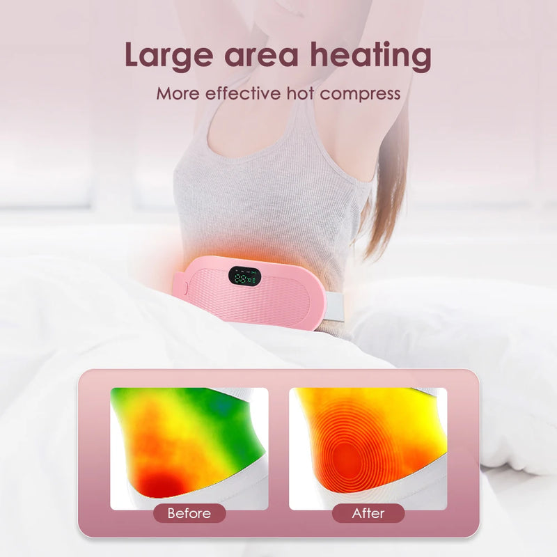 USB Uterine Warm Belt Pain Relief Menstrual Abdomen Stomach Back Waist Infrared Heating Hot Compress Vibration Massager Brace